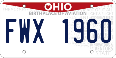 OH license plate FWX1960