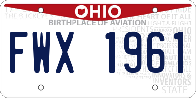 OH license plate FWX1961