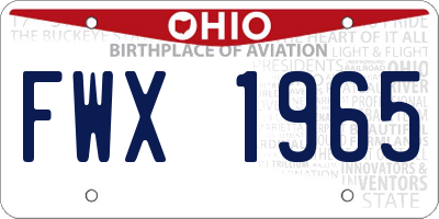 OH license plate FWX1965