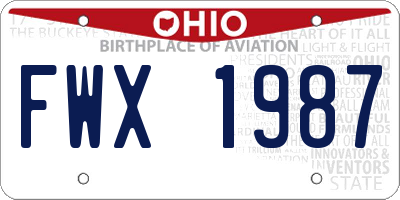 OH license plate FWX1987