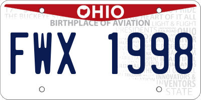 OH license plate FWX1998