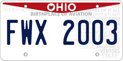 OH license plate FWX2003