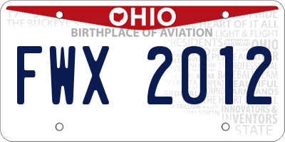 OH license plate FWX2012