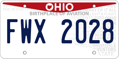 OH license plate FWX2028