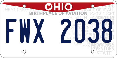 OH license plate FWX2038