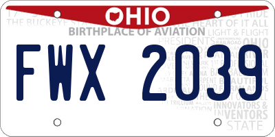OH license plate FWX2039
