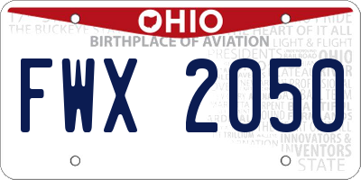 OH license plate FWX2050