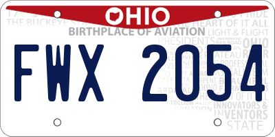 OH license plate FWX2054