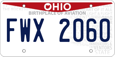 OH license plate FWX2060