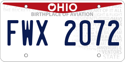 OH license plate FWX2072