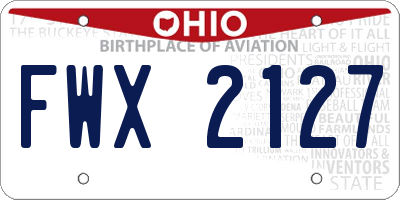 OH license plate FWX2127