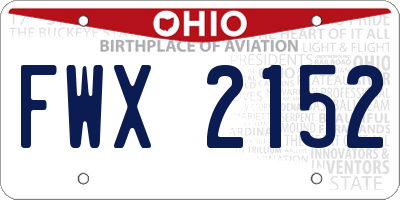 OH license plate FWX2152
