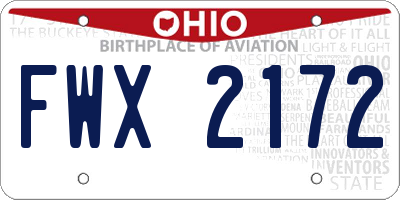 OH license plate FWX2172