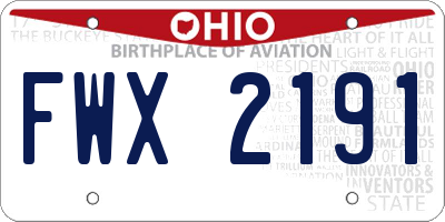 OH license plate FWX2191