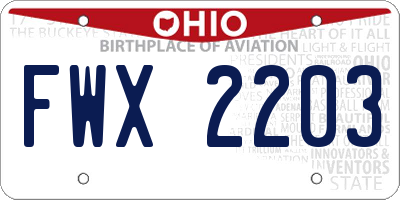 OH license plate FWX2203