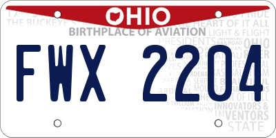 OH license plate FWX2204