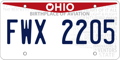 OH license plate FWX2205