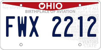 OH license plate FWX2212