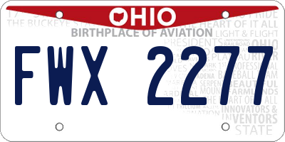 OH license plate FWX2277