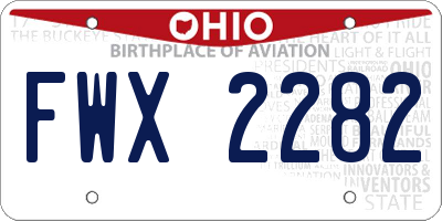 OH license plate FWX2282