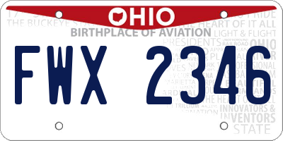 OH license plate FWX2346