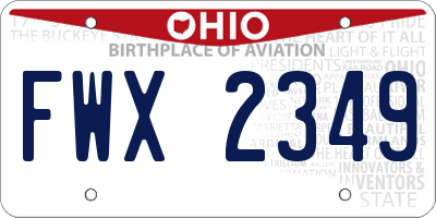 OH license plate FWX2349