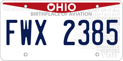 OH license plate FWX2385