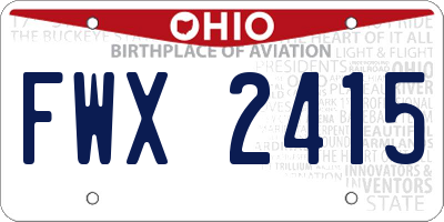 OH license plate FWX2415