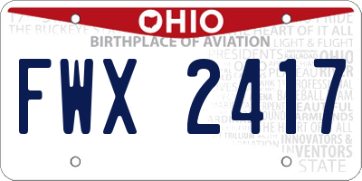 OH license plate FWX2417