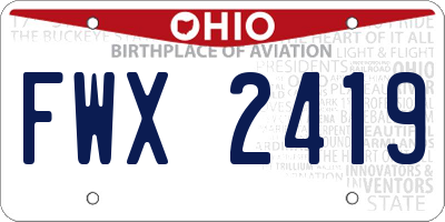 OH license plate FWX2419