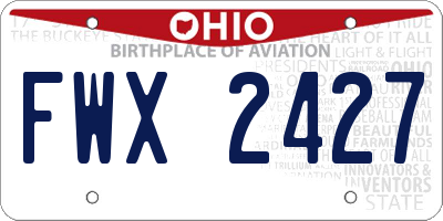 OH license plate FWX2427