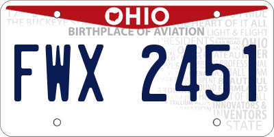 OH license plate FWX2451