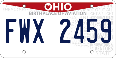 OH license plate FWX2459