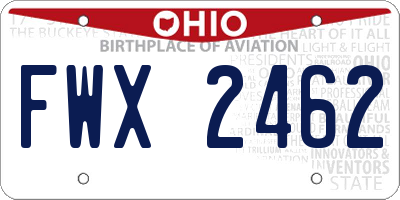 OH license plate FWX2462