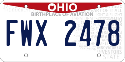 OH license plate FWX2478