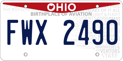 OH license plate FWX2490