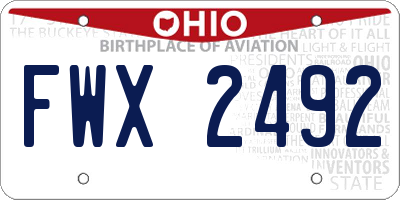 OH license plate FWX2492