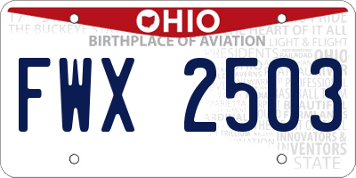 OH license plate FWX2503