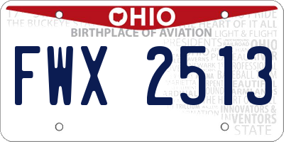 OH license plate FWX2513