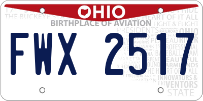 OH license plate FWX2517