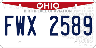 OH license plate FWX2589