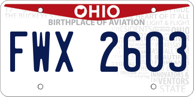 OH license plate FWX2603