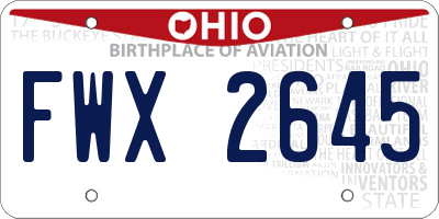 OH license plate FWX2645