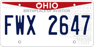 OH license plate FWX2647