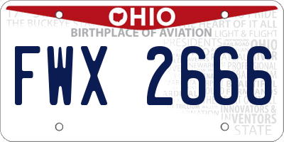 OH license plate FWX2666