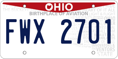 OH license plate FWX2701