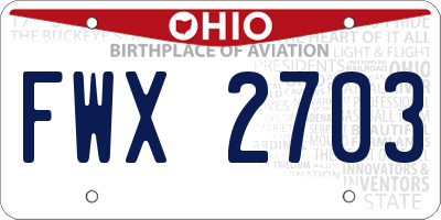 OH license plate FWX2703