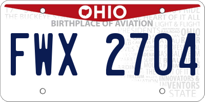 OH license plate FWX2704