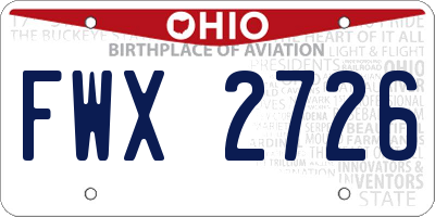 OH license plate FWX2726