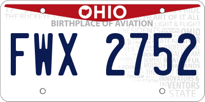 OH license plate FWX2752
